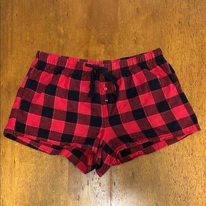 Stars Above Red and Black Plaid Flannel Shorts - Size M